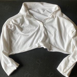 White cropped polo long sleeve by aerie